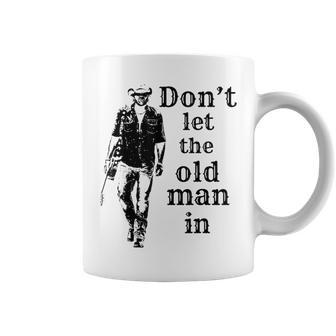 Don't Let The Old Man In Vintage Man Walking With A Guitar Coffee Mug | Mazezy CA