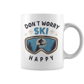 Dont Worry Ski Happy Slogan Skiing Tassen - Seseable
