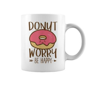 Donut Worry Be Happy Don't Worry Encouraging Coffee Mug - Monsterry DE