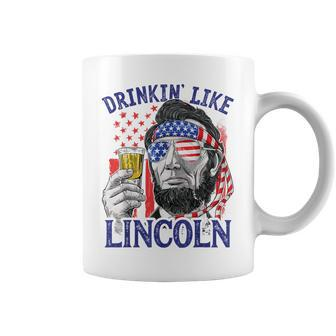 Drinking Like Lincoln 4Th Of July Abraham Abe American Flag Coffee Mug - Monsterry DE