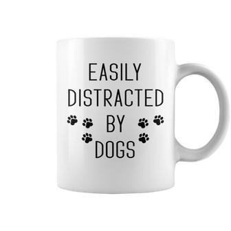 Easily Distracted By Dogs Paw Print Dog Lover Coffee Mug - Thegiftio UK