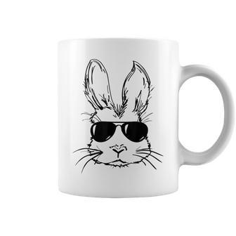 Easter Day Bunny Face With Sunglasses Men Boys Kids Easter Coffee Mug | Crazezy DE