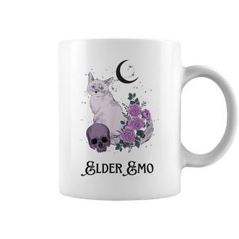 Elder Emo Goth Cat And Moon Purple New Age Witchy Gothic Coffee Mug - Monsterry UK