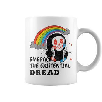 Embrace The Existential Dread Vintage Skull Coffee Mug - Monsterry CA