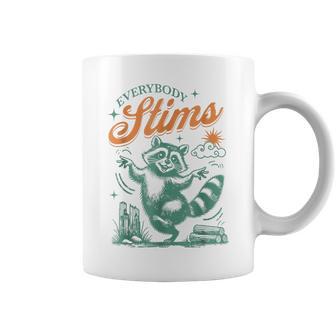 Everybody Stims Autism Retro Vintage Raccoon Meme Coffee Mug - Monsterry