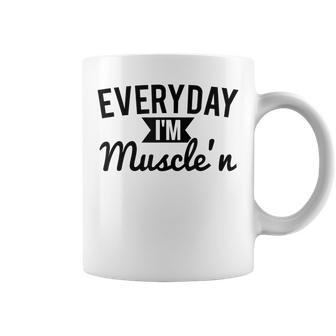 Everyday I'm Muscle'n Workout Coffee Mug - Monsterry