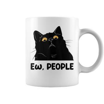 Ew People Black Cat Lover For Fun Cat Saying Coffee Mug - Monsterry