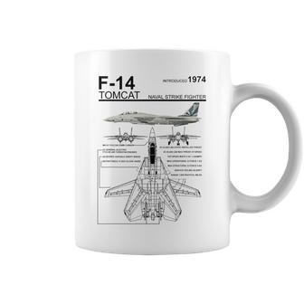 F-14 Tomcat Navy Fighter Jet Diagram Graphic Coffee Mug - Monsterry UK