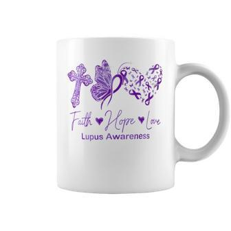 Faith Hope Love Purple Ribbon Lupus Awareness Coffee Mug - Monsterry AU