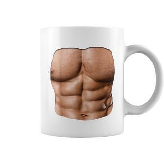 Fake Muscle Under Clothes Chest Six Pack Abs Coffee Mug - Monsterry