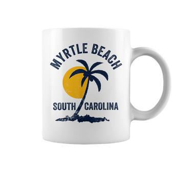 Family Vacation Retro Sunset South Carolina Myrtle Beach Coffee Mug - Seseable