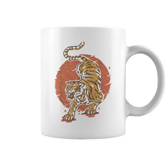 Fearless Japanese Tiger Sun Vintage Coffee Mug - Monsterry