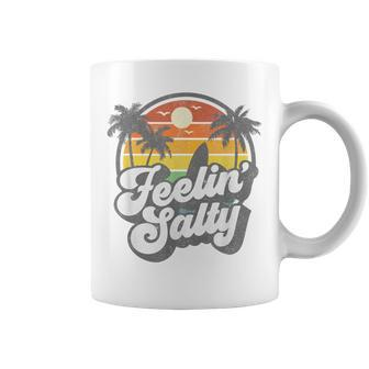 Feeling Salty Island Vacation Surfing Palm Retro Beach Coffee Mug - Monsterry UK