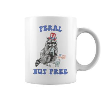 Feral But Free Patriotic 4Th Of July Raccoon Coffee Mug - Monsterry UK
