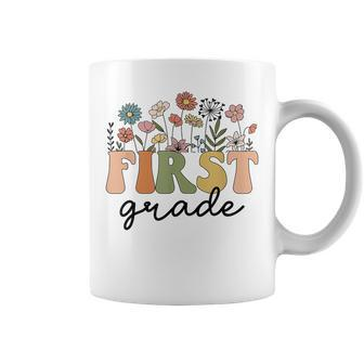 First Grade Teacher Wildflower Back To School Floral Outfits Coffee Mug - Seseable