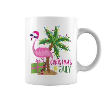 Flamingo Sunglasses Xmas Beach Tropical Christmas In July Coffee Mug - Monsterry