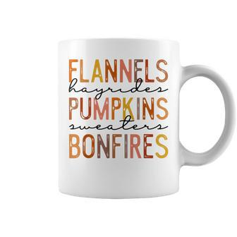 Flannels Hayriders Bonfires Pumpkins Leopard Fall Vibes Coffee Mug - Monsterry DE