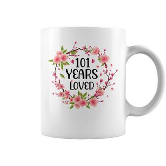 Floral 101 Years Old 101St Birthday 101 Years Loved Coffee Mug - Monsterry DE