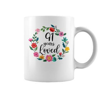 Floral Loved 91 Year Old 91Th Birthday Mom Grandma Coffee Mug - Monsterry UK