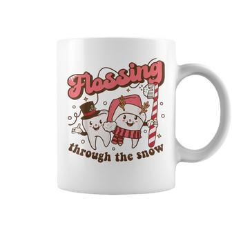 Flossing Through The Snow Dental Hygienist Christmas Dentist Coffee Mug - Monsterry