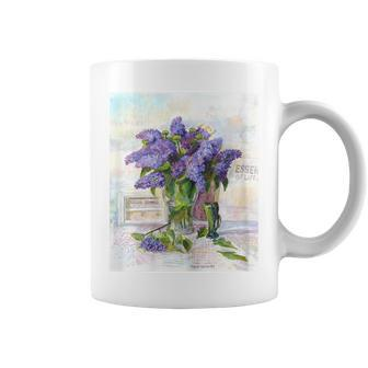 Flowers Lilac Floral Bouquet Essence Of Life Colored Vintage Coffee Mug - Monsterry CA