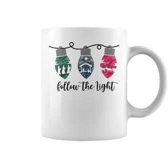 Follow The Light Christ Xmas Light Coffee Mug | Mazezy