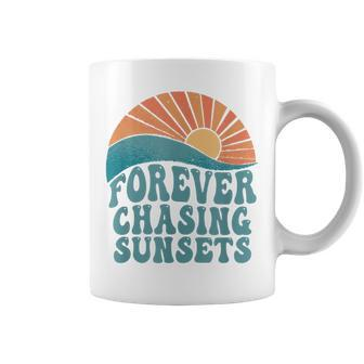 Forever Chasing Sunsets Summer Retro Sunset Beach Vacation Coffee Mug - Thegiftio UK