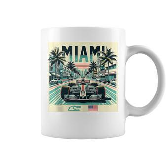 Formula Racing Open Wheel Car Retro Miami Circuit Usa Flag Coffee Mug - Monsterry DE