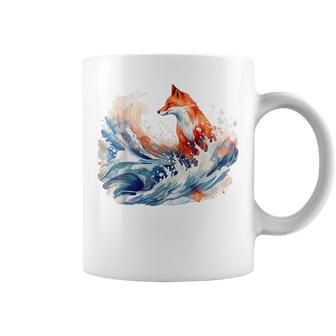 Fox Wave Artwork Animal Art Fox Coffee Mug - Seseable