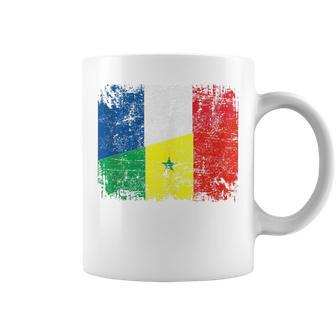 France Senegal Flags Half Senegalese French Roots Vintage Coffee Mug - Monsterry AU