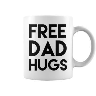 Free Dad Hugs Gay Bisexual Binary Support Black Font Coffee Mug - Monsterry AU