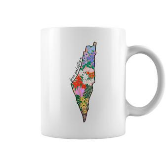 Free Palestine Floral Map Free Gaza Palestine Flag Arabic Coffee Mug - Seseable