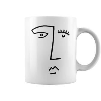 Fun Artistic Line Drawing Abstract Face Coffee Mug - Monsterry