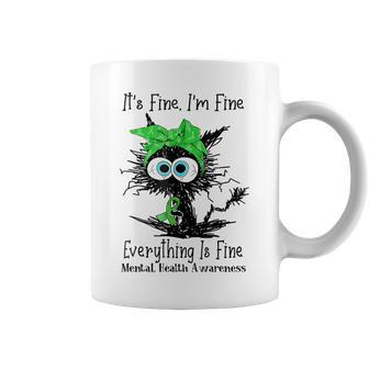 Black Cat Its Fine I'm Fine Mental Health Awareness Coffee Mug | Mazezy AU