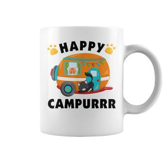 Camping With Cats Kitty Fisherman Camper Coffee Mug - Monsterry