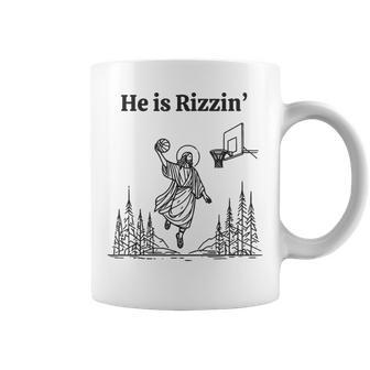 Easter Christian He Is Rizzin Basketball Jesus Coffee Mug | Mazezy CA