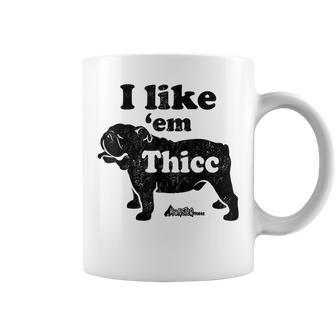 English Bulldog I Like Em Thicc Dog Silhouette Coffee Mug - Monsterry