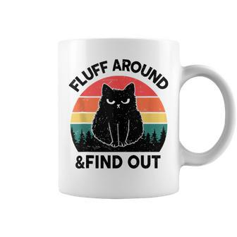 Fluff Around Find Out Adult Humor Sarcastic Black Cat Coffee Mug - Thegiftio UK