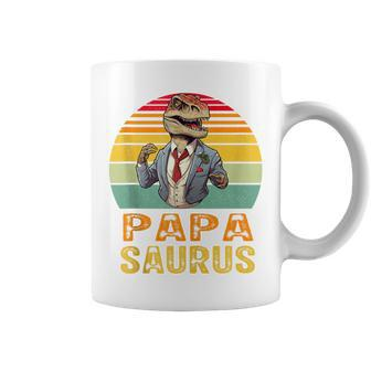 Grandpa Papasaurus T-Rex Dinosaur Fathers Days Family Coffee Mug - Seseable