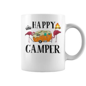 Happy Camper Flamingo Toddler Baby Girl Camping Coffee Mug - Seseable