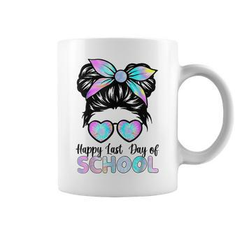 Happy Last Day Of School Teacher Girls Messy Bun Coffee Mug - Thegiftio UK