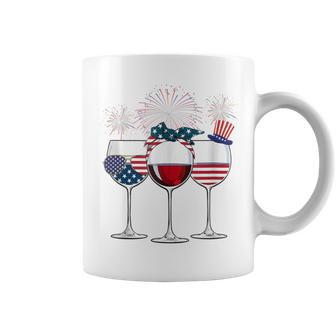 Red White And Blue Wine Glass 4Th Of July Coffee Mug | Crazezy AU