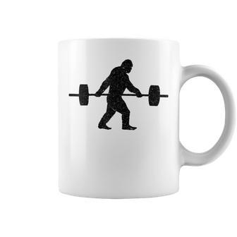Vintage Distressed Bigfoot Weightlifting Bodybuilding Coffee Mug - Monsterry