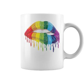 Gay Pride Equality Of Rainbow Drip Lip Biting Of Lgbt Coffee Mug - Monsterry UK