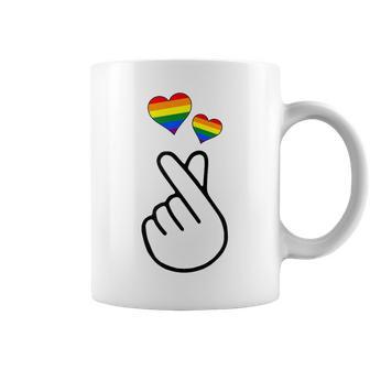 Gay Pride Month Human Lgbtq Korean Finger Heart K-Pop Love Coffee Mug - Monsterry