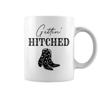 Getting Hitched Bride Western Bachelorette Party Coffee Mug | Mazezy