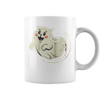 Ghost Vintage Meow Cat Ghost Coffee Mug - Monsterry