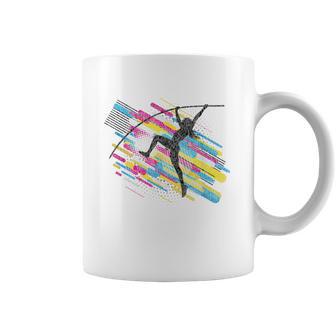 Girl Pole Vault Retro Colors Fun Pole Vaulting Coffee Mug - Monsterry AU