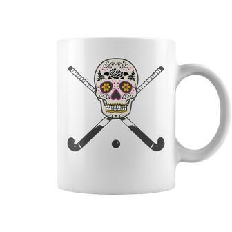 Girls High School Field Hockey Flower Sugar Skull Coffee Mug - Monsterry UK