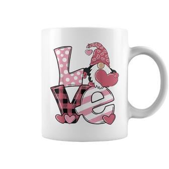 Gnome Valentines Day Love Hearts Valentine Couple Plaid Coffee Mug - Monsterry CA